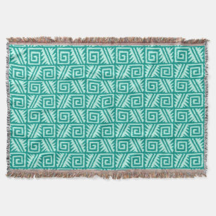 Ikat Aztec Tribal - Turquoise and Aqua Throw Blanket