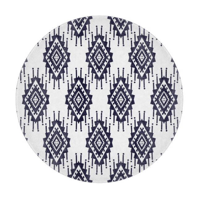 Ikat Boho Aztec Textile Motif Cutting Board (Front)