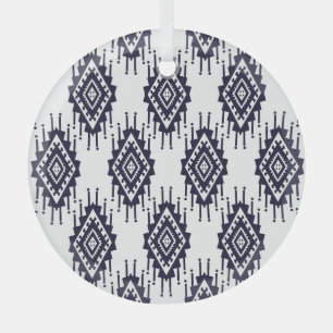 Ikat Boho Aztec Textile Motif Glass Tree Decoration