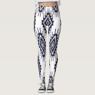 Ikat Boho Aztec Textile Motif Leggings