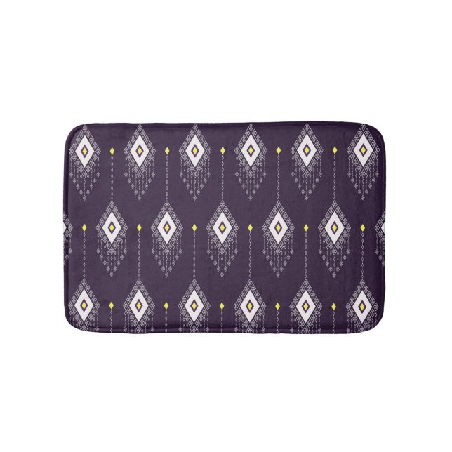 Ikat Chandelier Pattern: Vintage Textile Design Bath Mat (Front)