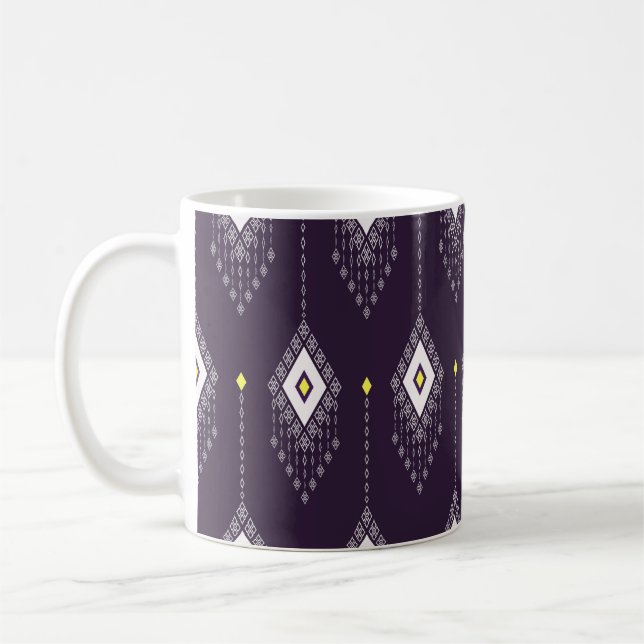 Ikat Chandelier Pattern: Vintage Textile Design Coffee Mug (Left)