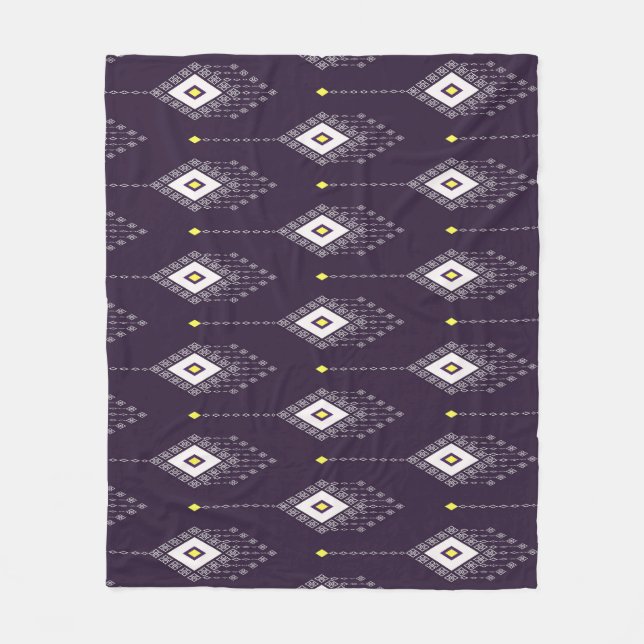 Ikat Chandelier Pattern: Vintage Textile Design Fleece Blanket (Front)