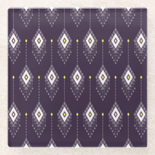 Ikat Chandelier Pattern: Vintage Textile Design Glass Coaster