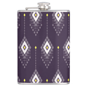 Ikat Chandelier Pattern: Vintage Textile Design Hip Flask