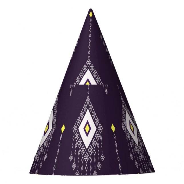 Ikat Chandelier Pattern: Vintage Textile Design Party Hat (Front)