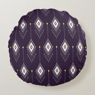 Ikat Chandelier Pattern: Vintage Textile Design Round Cushion