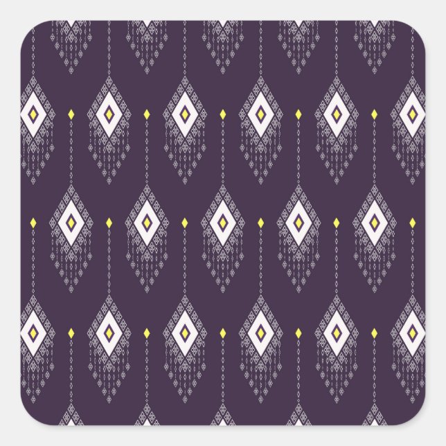 Ikat Chandelier Pattern: Vintage Textile Design Square Sticker (Front)