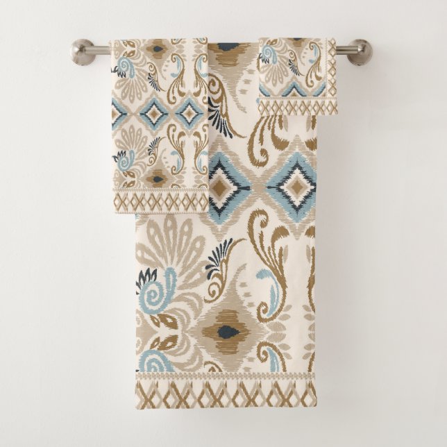 Ikat Chevron Paisley  Bath Towel Set (Insitu)