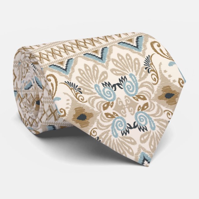 Ikat Chevron Paisley  Tie (Rolled)