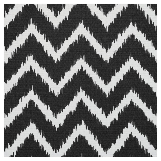Ikat Chevron Pattern - Black and white Fabric (Swatch)