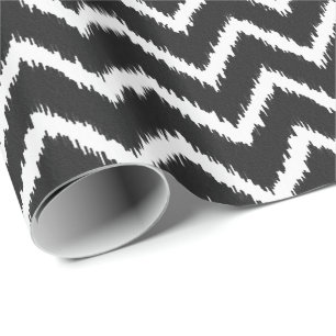 Ikat Chevron Pattern - Black and white Wrapping Paper