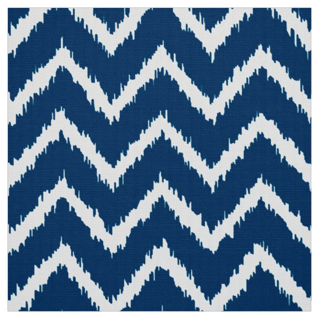 Ikat Chevron Pattern - Navy blue and white Fabric (Swatch)