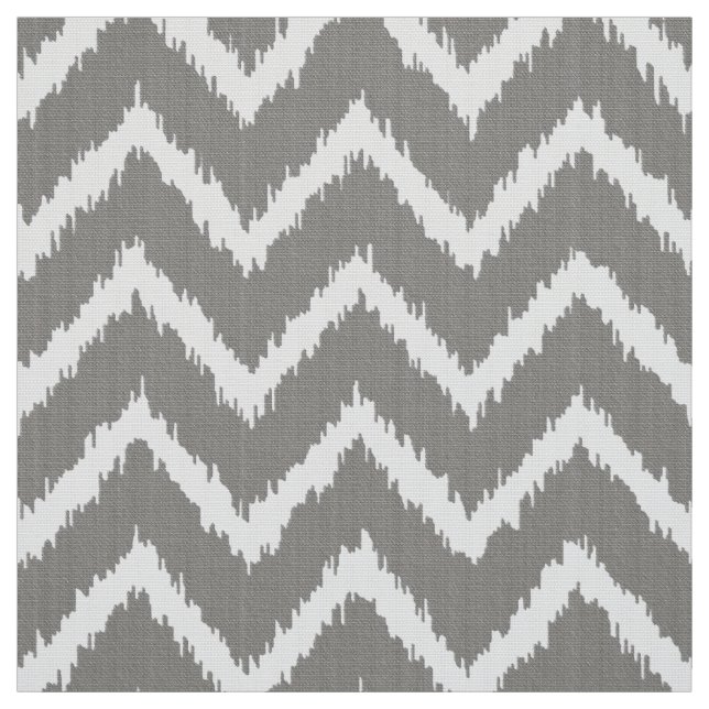 Ikat Chevron Pattern - Silver grey / grey & white Fabric (Swatch)