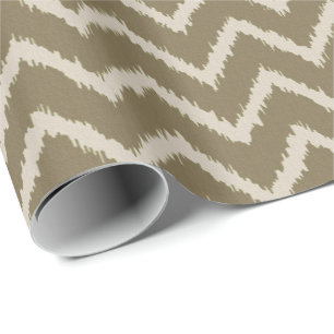 Ikat Chevron Pattern - Taupe tan and beige Wrapping Paper