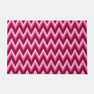 Ikat Chevron Stripes - Burgundy, Rose and Pink Doormat