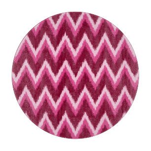 Ikat Chevron Stripes - Burqundy, Rose and Pink Cutting Board