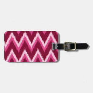 Ikat Chevron Stripes - Burqundy, Rose and Pink Luggage Tag