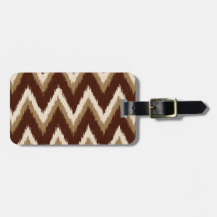 Ikat Chevron Stripes - Chocolate Brown & Beige Luggage Tag
