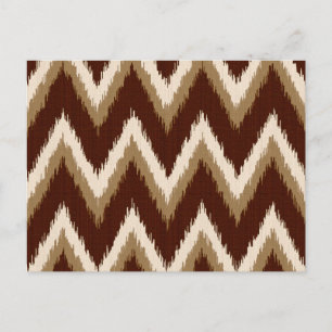 Ikat Chevron Stripes - Chocolate Brown & Beige Postcard