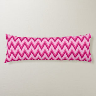 Ikat Chevron Stripes - Fuchsia and Pale Pink Body Cushion