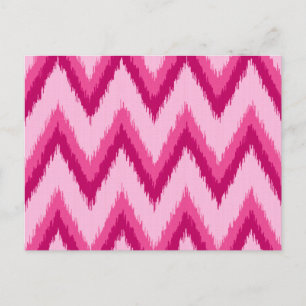 Ikat Chevron Stripes - Fuchsia and Pale Pink Postcard