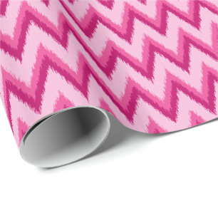 Ikat Chevron Stripes - Fuchsia and Pale Pink Wrapping Paper