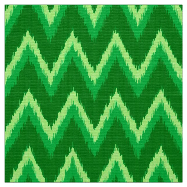 Ikat Chevron Stripes - Pine and Lime Green Fabric (Swatch)