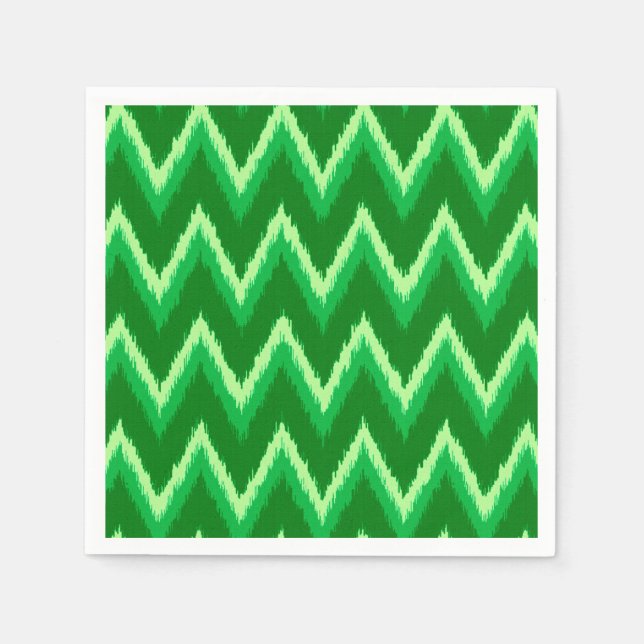 Ikat Chevron Stripes - Pine and Lime Green Napkin (Front)