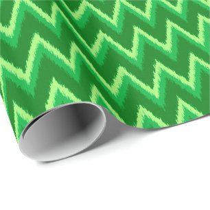 Ikat Chevron Stripes - Pine and Lime Green Wrapping Paper