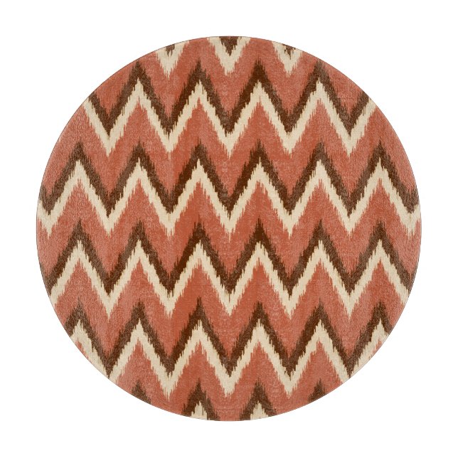 Ikat Chevron Stripes - Rust, Brown and Beige Cutting Board (Front)