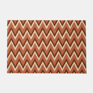 Ikat Chevron Stripes, Rust, Brown and Beige Doormat