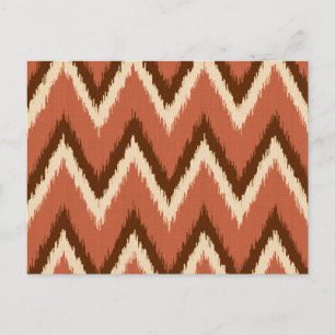 Ikat Chevron Stripes - Rust, Brown and Beige Postcard