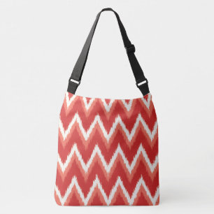 Ikat Chevron Stripes - Rust Orange and White Crossbody Bag