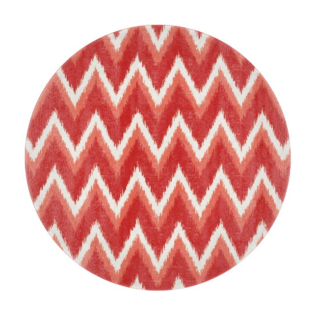 Ikat Chevron Stripes - Rust Orange and White Cutting Board (Front)