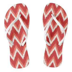 Ikat Chevron Stripes - Rust Orange and White Flip Flops