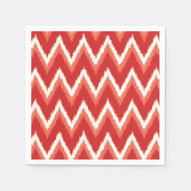 Ikat Chevron Stripes - Rust Orange and White Napkin (Front)