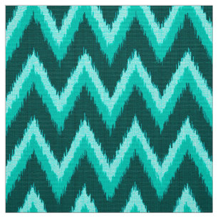 Ikat Chevron Stripes - Turquoise, Teal and Aqua Fabric