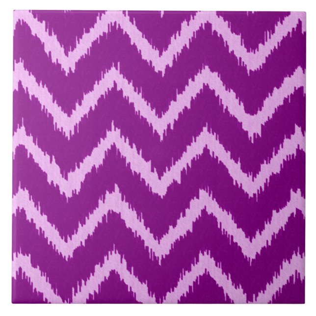 Ikat Chevrons - Amethyst purple and light orchid Tile (Front)