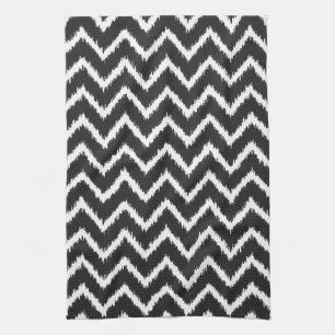 Ikat Chevrons - Black and white Tea Towel