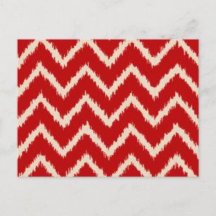 Ikat Chevrons - Chinese red and tan Postcard