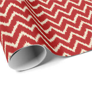 Ikat Chevrons - Chinese red and tan Wrapping Paper