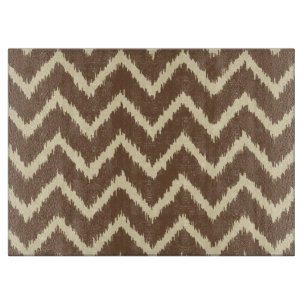 Ikat Chevrons - Chocolate brown and tan Cutting Board