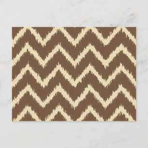 Ikat Chevrons - Chocolate brown and tan Postcard