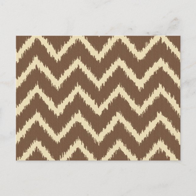Ikat Chevrons - Chocolate brown and tan Postcard (Front)