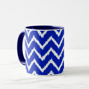 Ikat Chevrons - Cobalt blue and white Mug