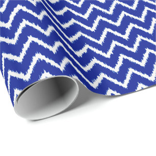 Ikat Chevrons - Cobalt blue and white Wrapping Paper