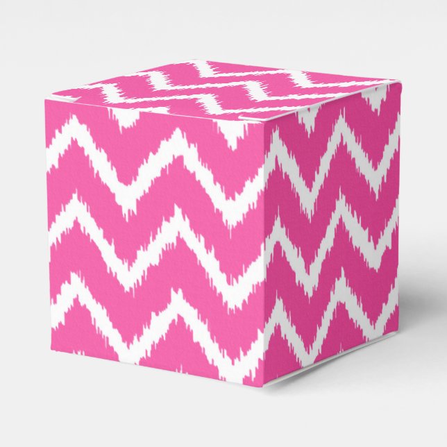 Ikat Chevrons - Deep fuchsia pink and white Favour Box (Front Side)