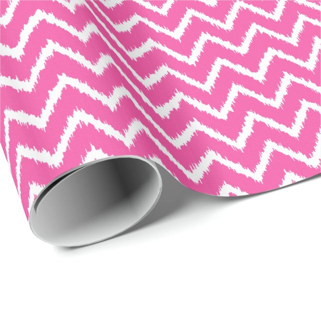 Ikat Chevrons - Deep fuchsia pink and white Wrapping Paper (Roll Corner)
