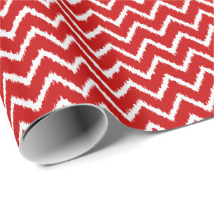 Ikat Chevrons - Deep red and white Wrapping Paper